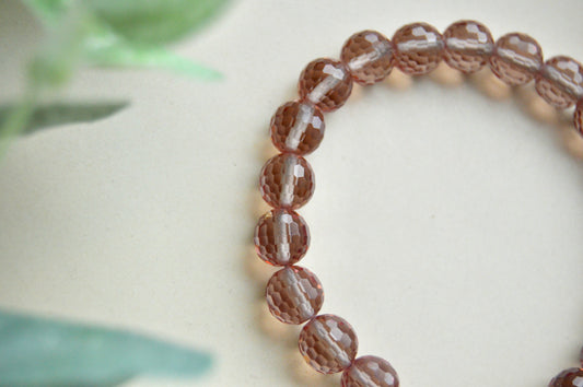 Fasettslipt Jordbærkvarts Armbånd med 925 Sølv – Kjærlighet og Harmoni