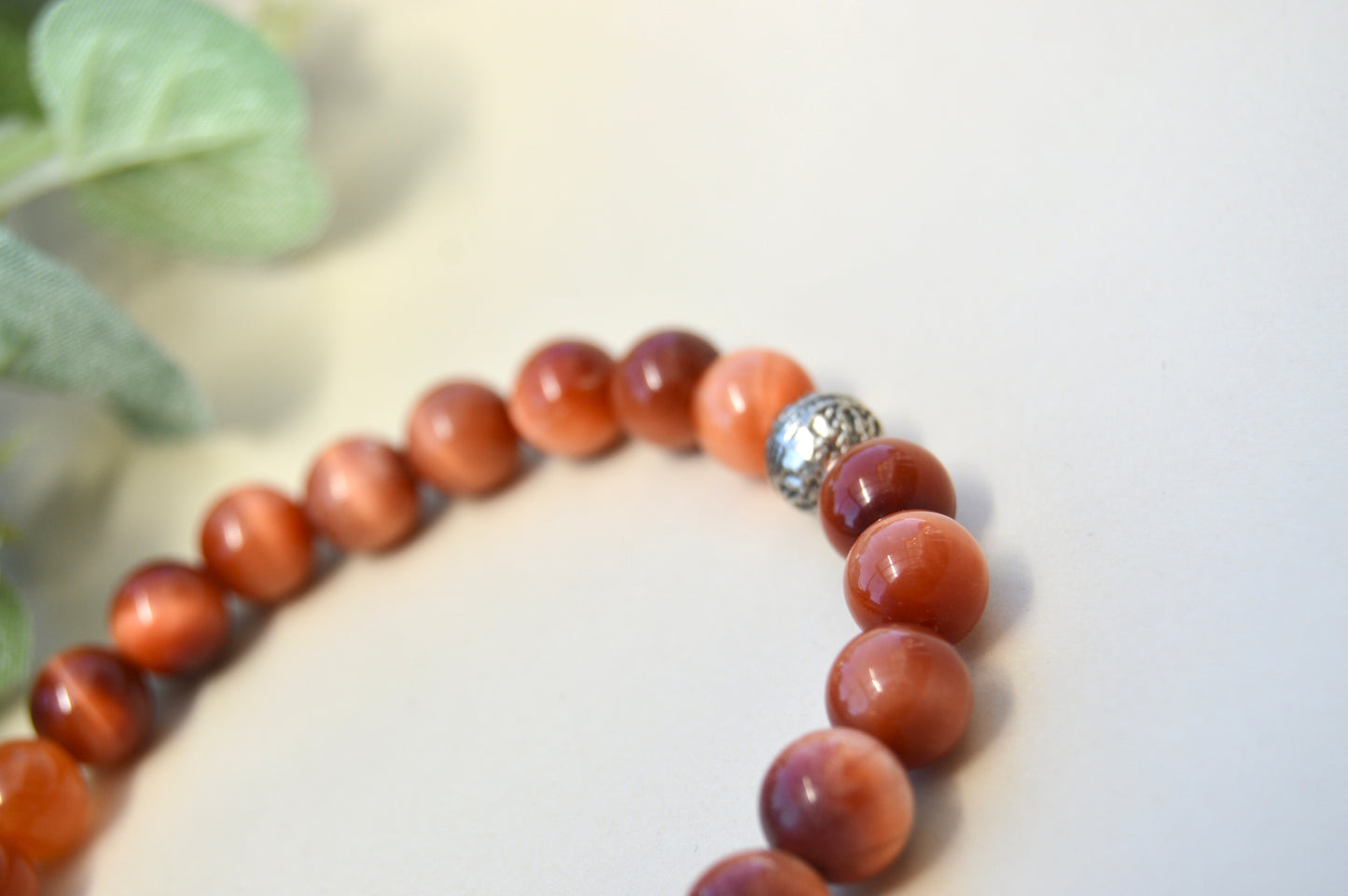 Rød tigerøye-armbånd 8 mm – varme jordtoner