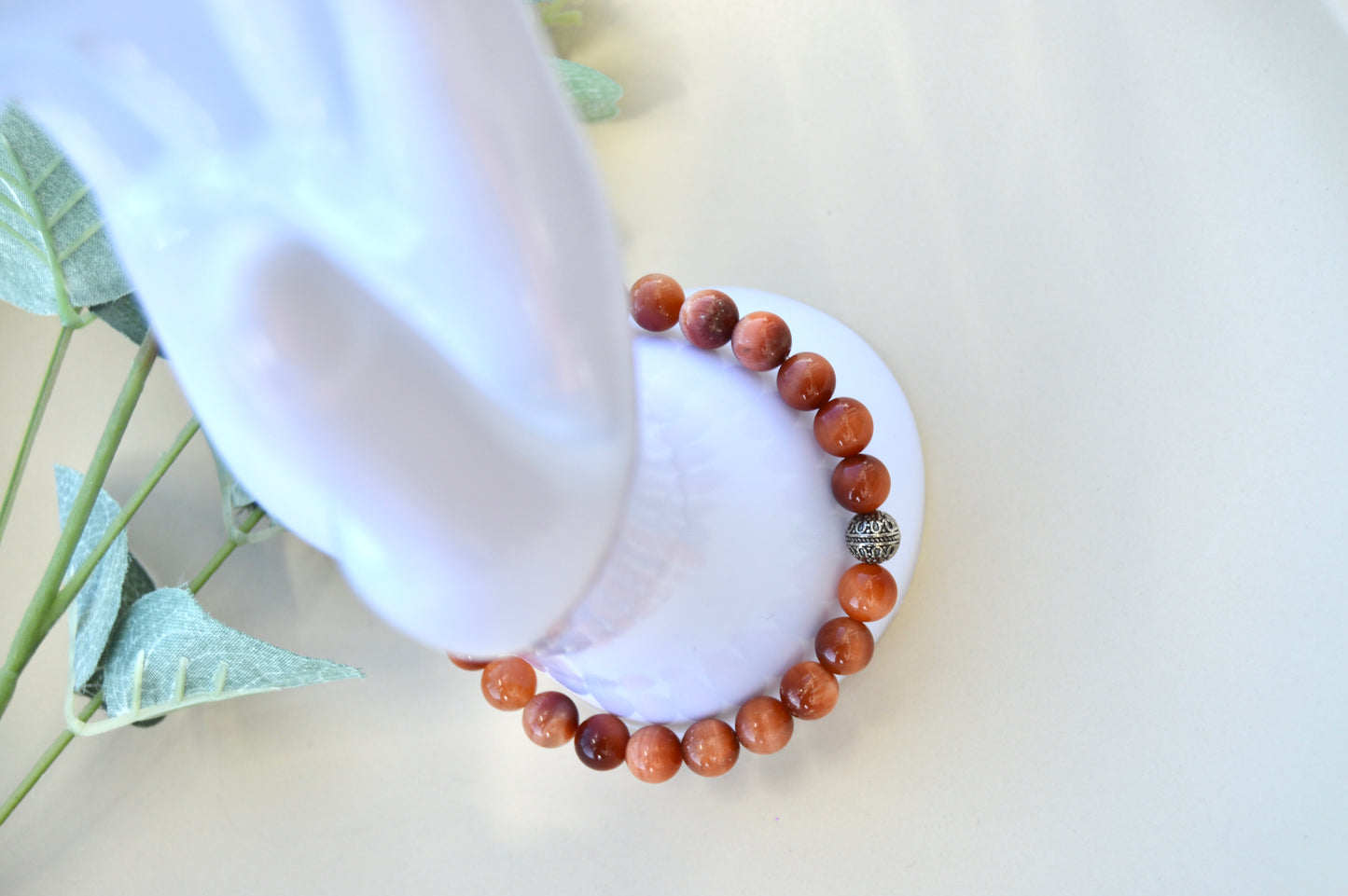 Rød tigerøye-armbånd 8 mm – varme jordtoner