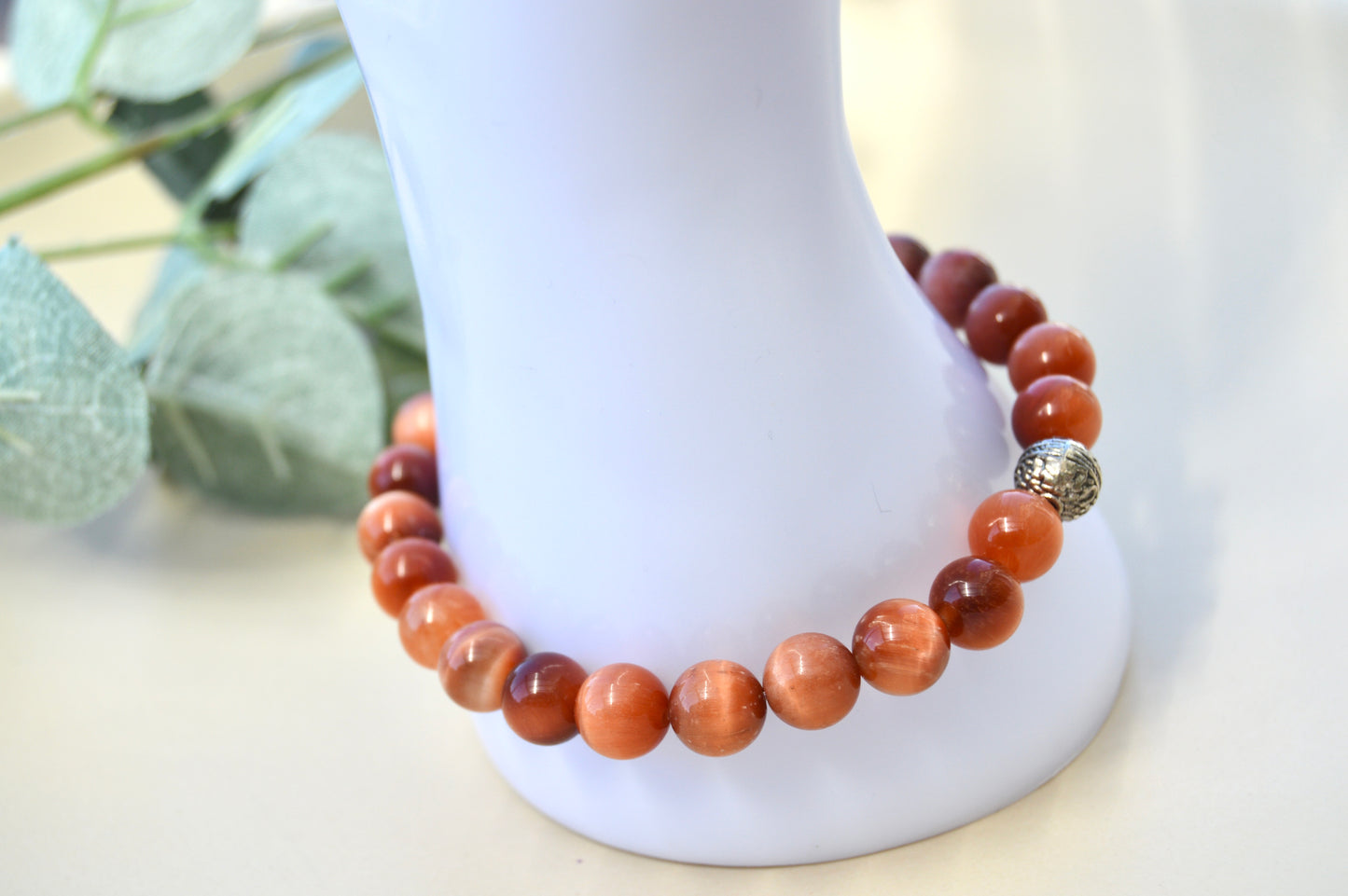 Rød tigerøye-armbånd 8 mm – varme jordtoner